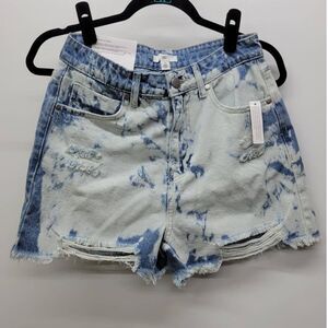 B.P. Womens High Rise Cut Off Distressed Blue Bleach Washed Denim Shorts 27